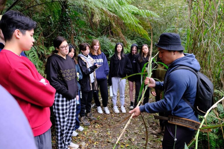 Learning about navigation and foraging on our exploratory hike in the mountains of Wulai.