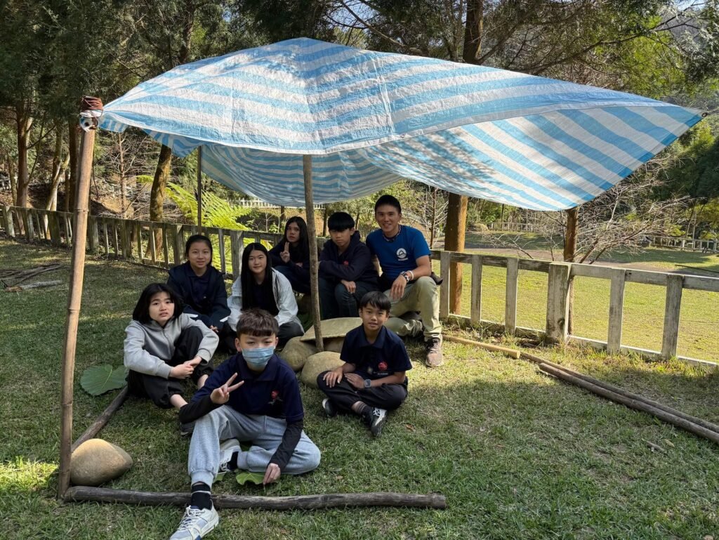 Students participating in outdoor education trip in Miaoli Taiwan - survival skills challenge