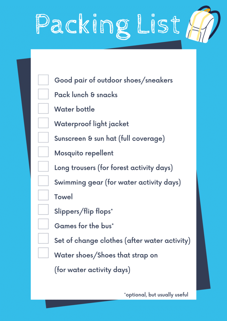Packing List Summer Camp